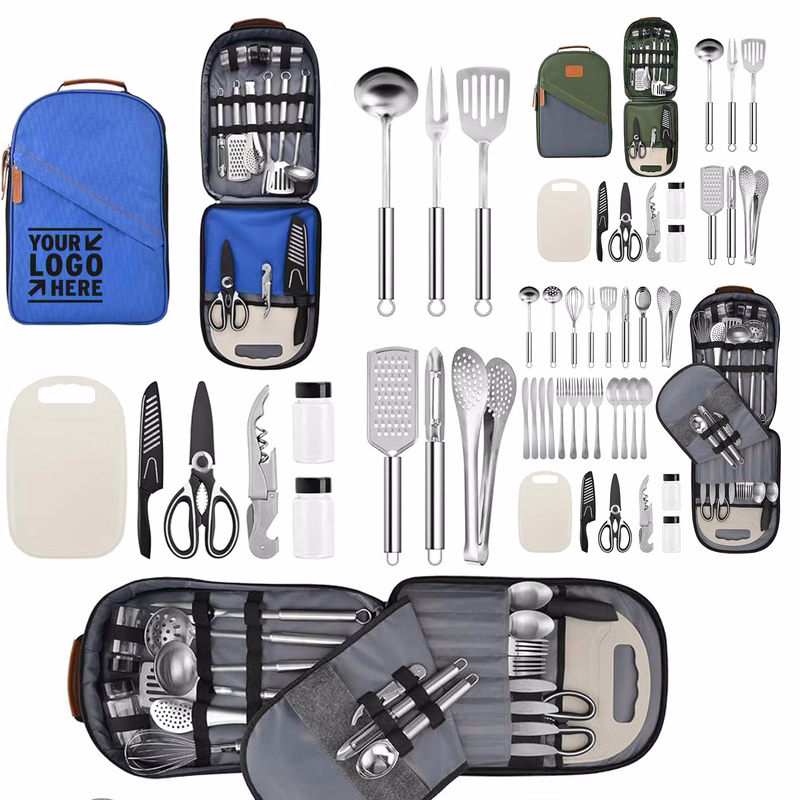 Portable Camp Kitchen Cooking Utensil Set Cookware Kit Travel Organizer Grill Accessories