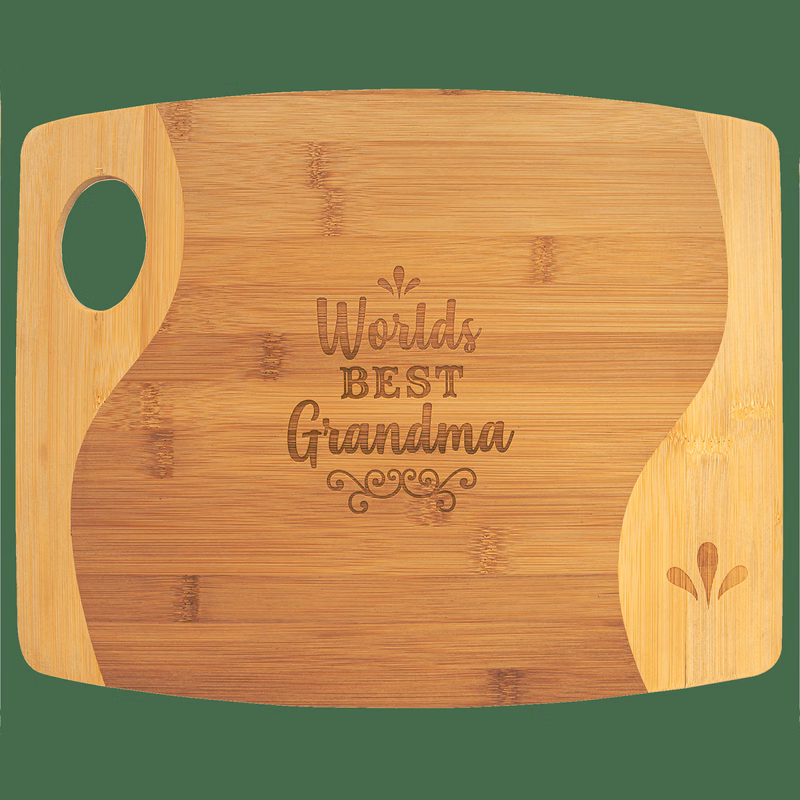 13 3/4" x 11" Bamboo X 5/16" Two Tone Cutting Board with Handle