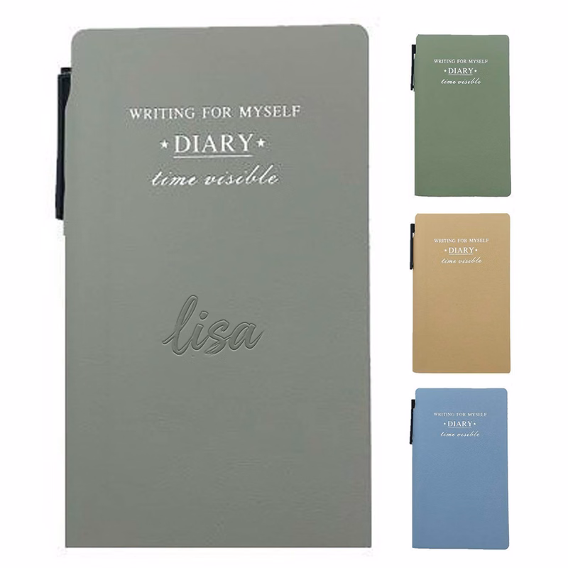 A6 100 Sheets PU Leather Journal Notebook w/ Pen