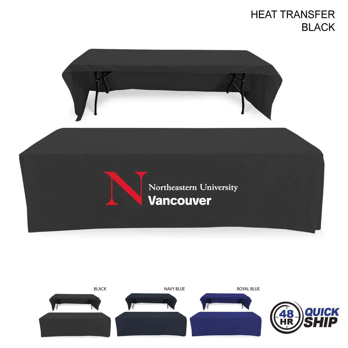 48 Hr Quick Ship - Polycotton Twill Table Throw for 8' Table, Drape style, 3 sided, Open Back 1