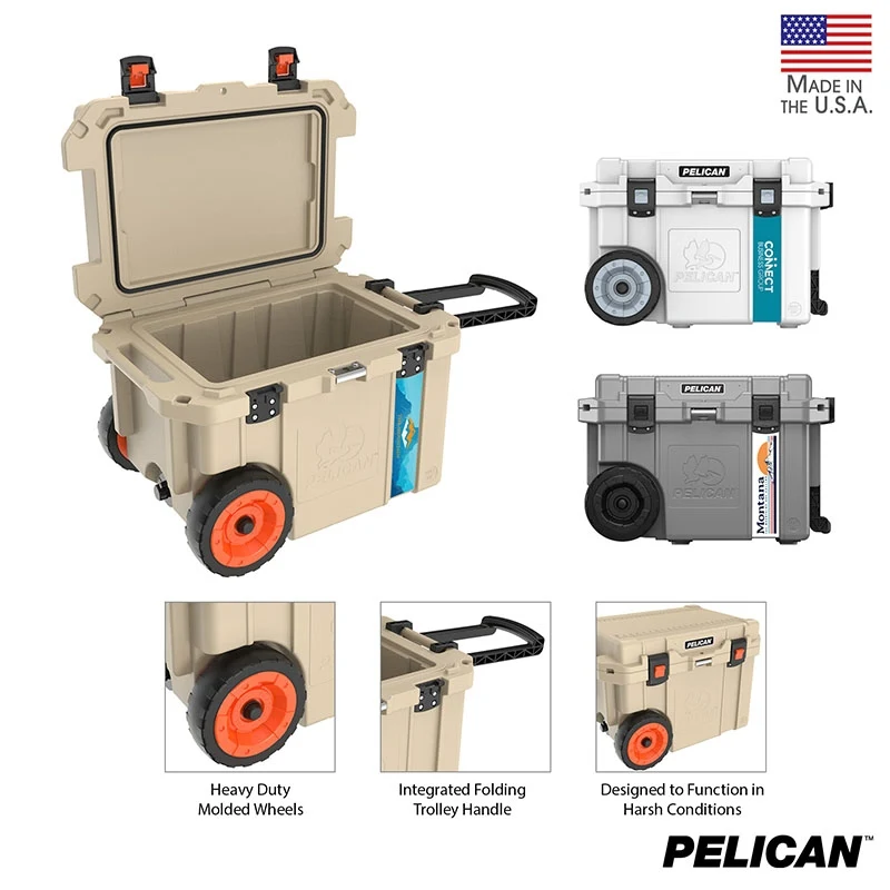 Pelican™ 45qt Elite Wheeled Cooler, custom cooler bag with logo imprint 1