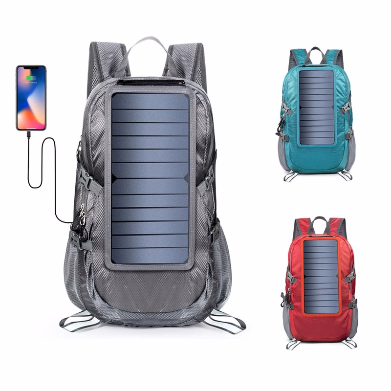 Solar Backpack Foldable Hiking Daypack With 5V Power Supply