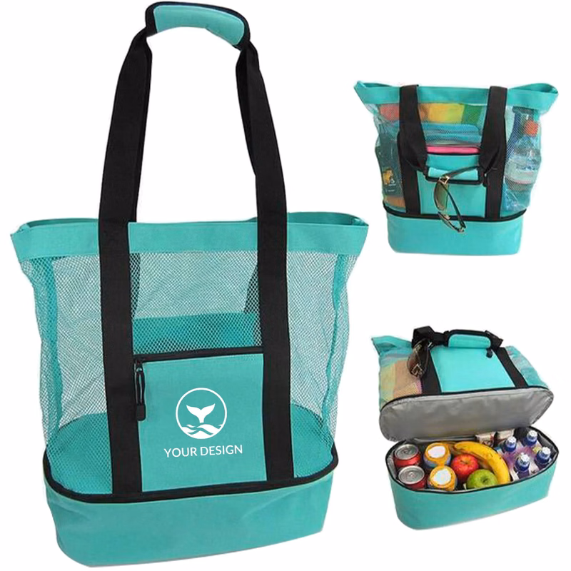 Two-in-One Insulated Beach Tote with Cooling Compartment