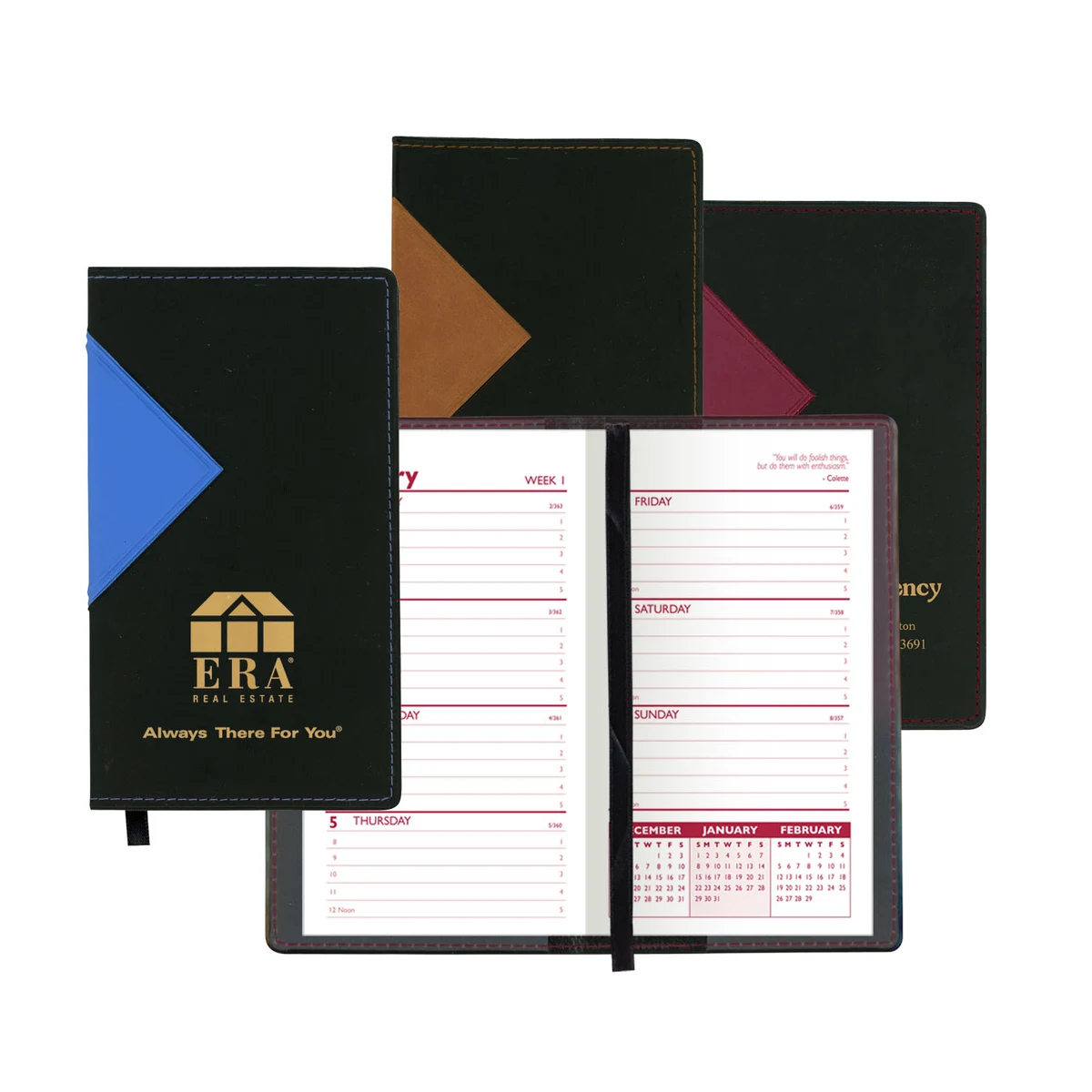 Keystone Series Soft Cover 2 Tone Vinyl Weekly Planner w/o Map / 1 Color 1