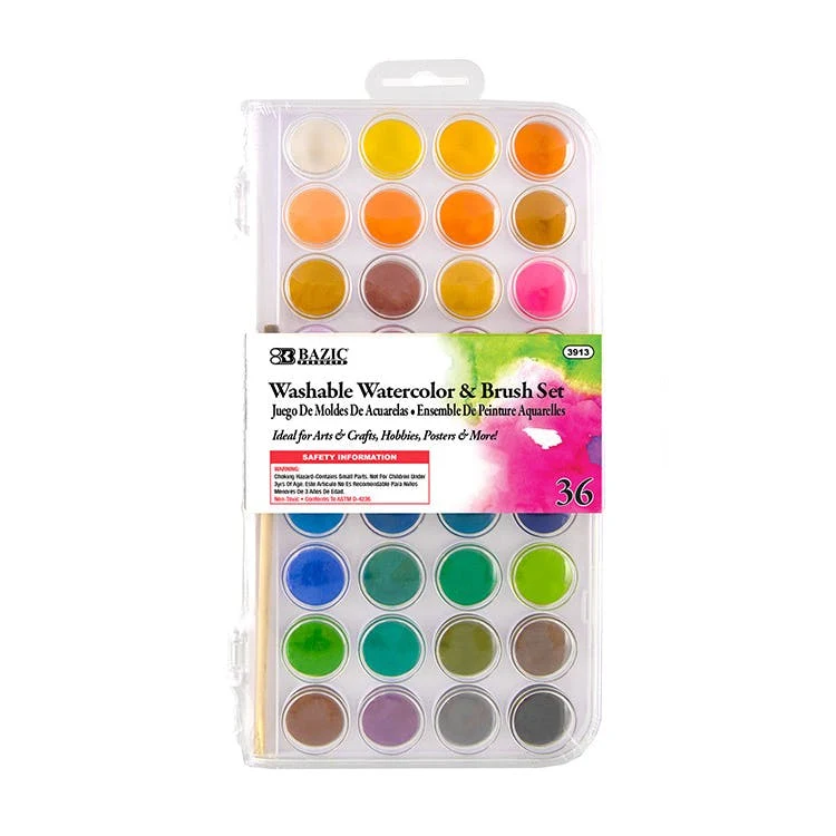 Watercolors Sets with Brush - Washable 36 Colors 1