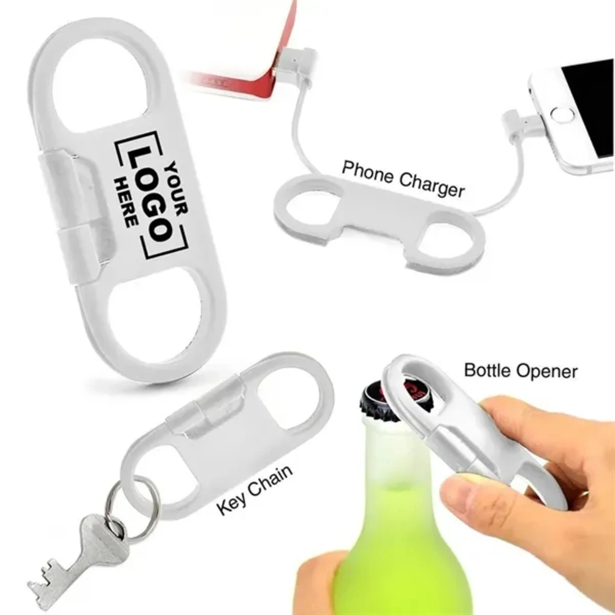 3 in 1 USB Charging Cable Key Chain Bottle Opener
1