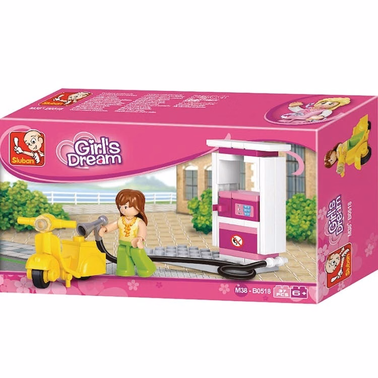 Gas Station Building Brick Kits - 37 Pieces Ages 6+