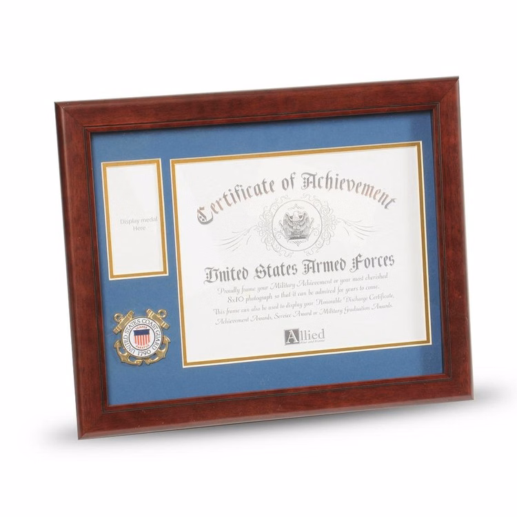 U.S. Coast Guard Medallion 8-Inch by 10-Inch Certificate and Medal Frame