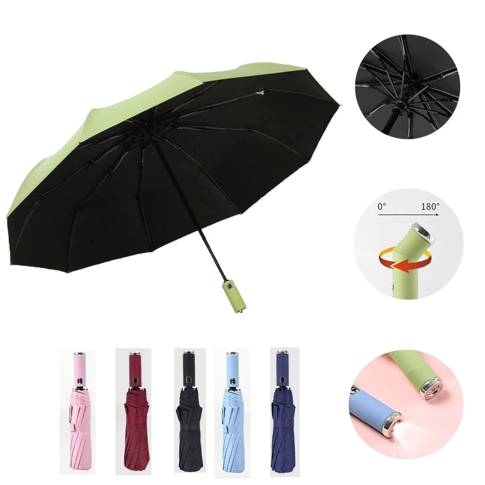 Large Windproof Reverse Rain Umbrellas With Flashlight 1
