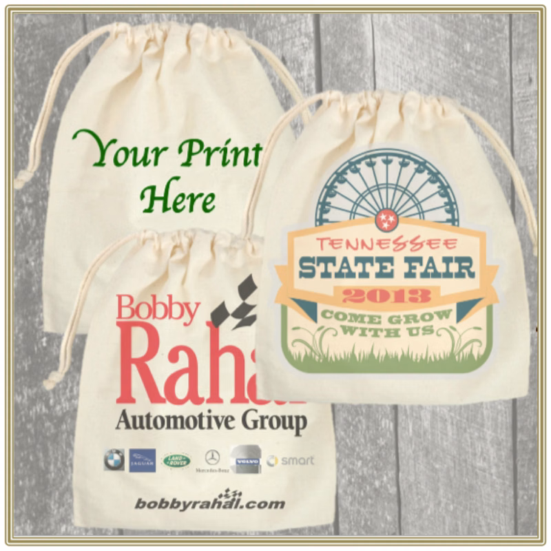 10"x12" Custom Printed Cotton Bag with Drawstring