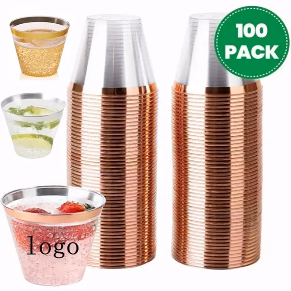 Custom 9 oz Clear Elegant Plastic Cups Sophisticated Design — Party Promo Cup