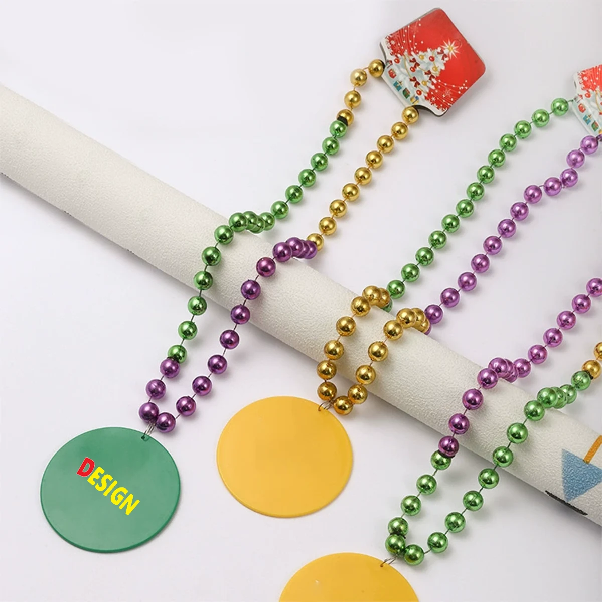 Minimalist Plastic Plated Bead Round Pendant Necklace 1