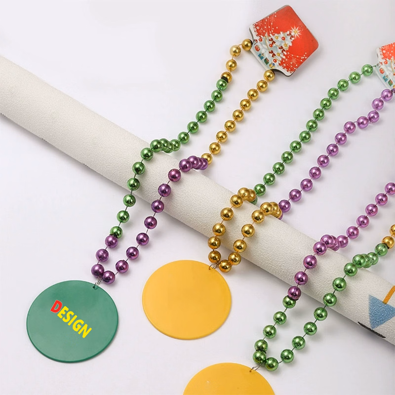 Minimalist Plastic Plated Bead Round Pendant Necklace