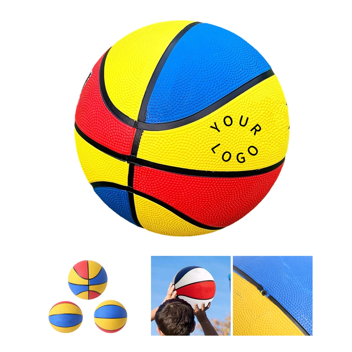 Rubber Standard Size 7 Basketball with Multi Color Panels 1