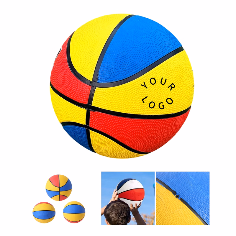 Rubber Standard Size 7 Basketball with Multi Color Panels