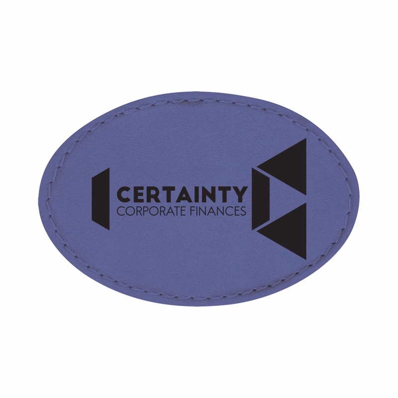 3" x 2" Purple Leatherette Oval Patch with Adhesive