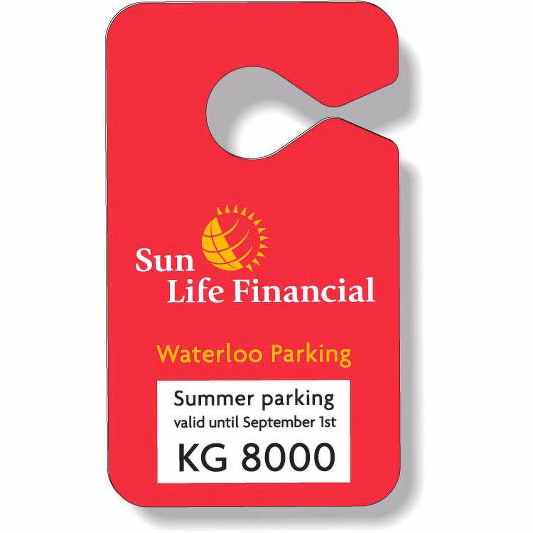 .020 White Gloss Plastic Parking Tag / Permit (2.75"x4.75"), Spot Colours
