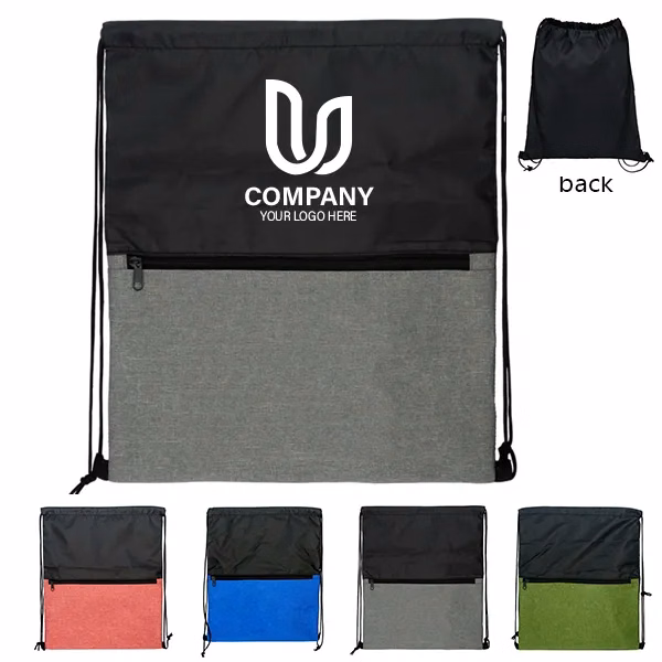 Two-Tone Heather  Drawstring Bag