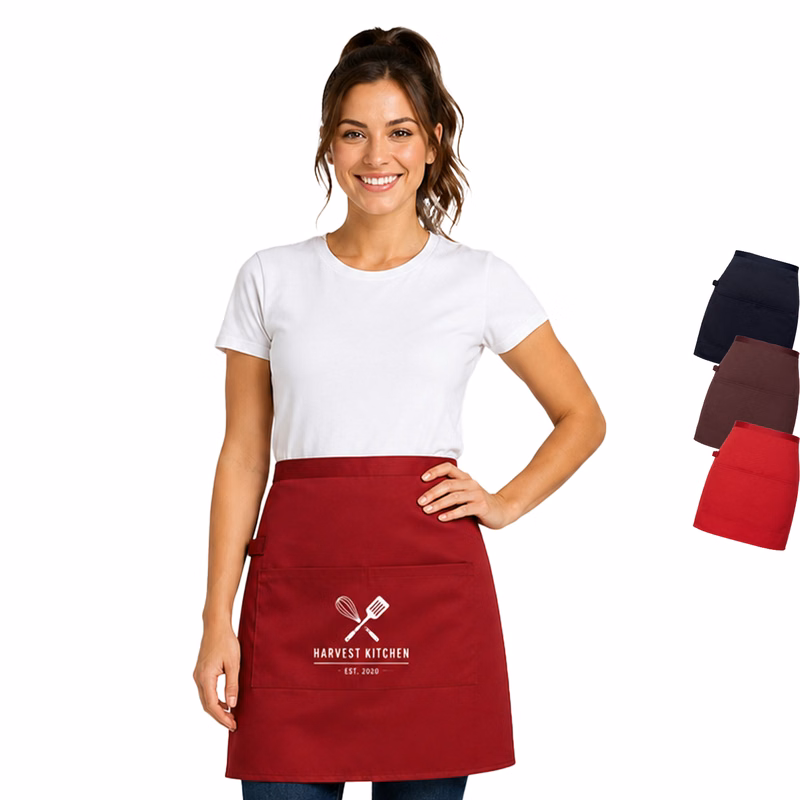 12 oz. Woven frock fabric Waist Apron w/ 2 adjacent pockets