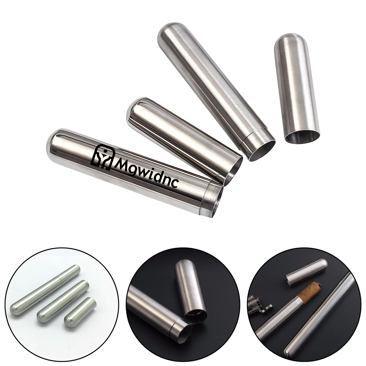 Stainless Steel Cigar Holder Humidor Tube - Single Cigar Case 1