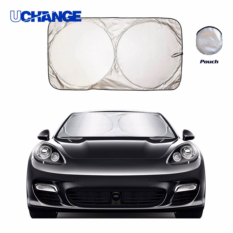Custom Folding Car Windshield Sunshade with Pouch