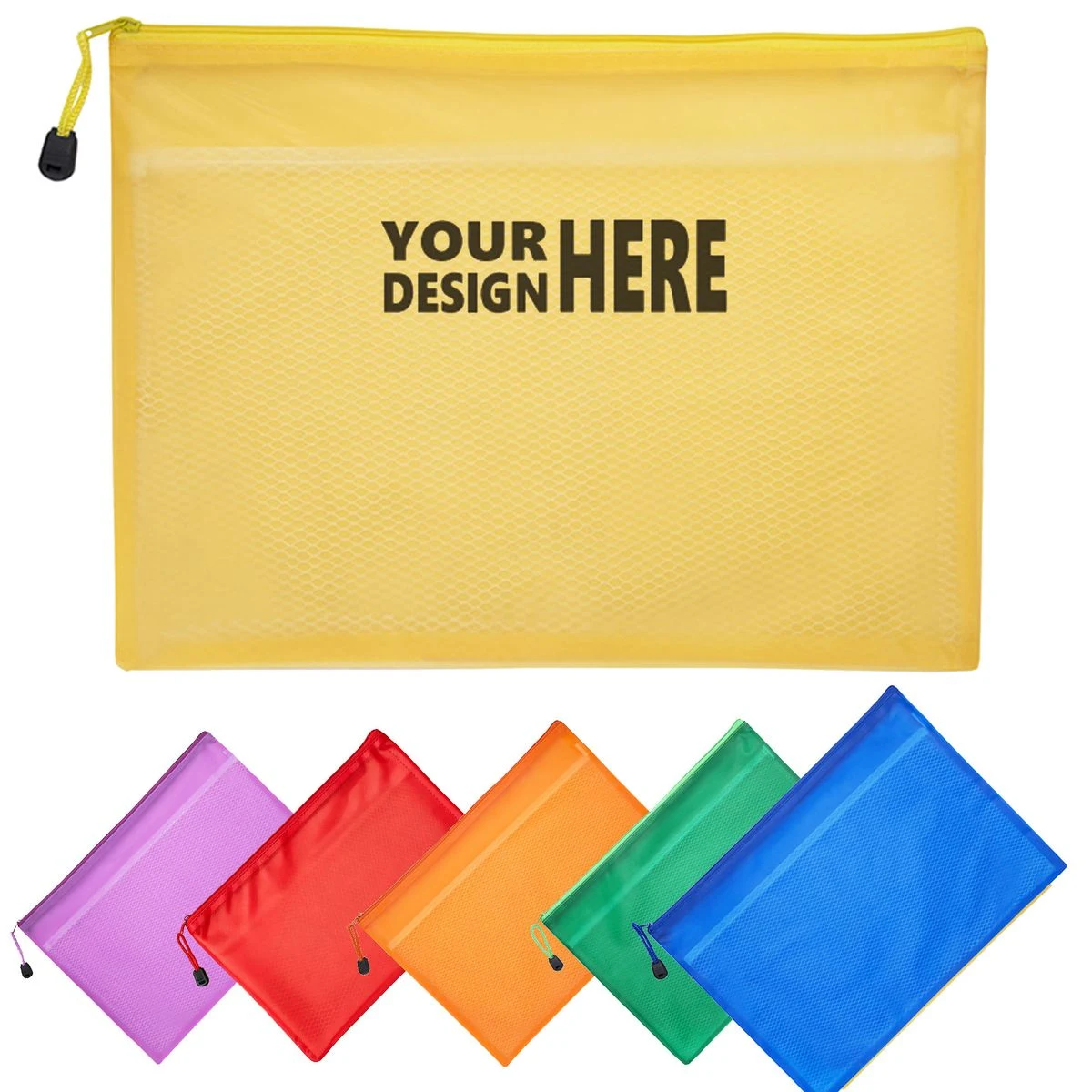 A6 9"*4.3" Mesh Zipper Colorful School Supplies Pouch 1