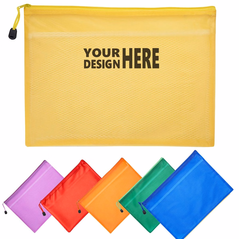 A6 9"*4.3" Mesh Zipper Colorful School Supplies Pouch