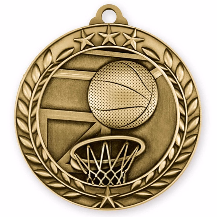 Basketball Wreath Award Medallion (1-3/4")