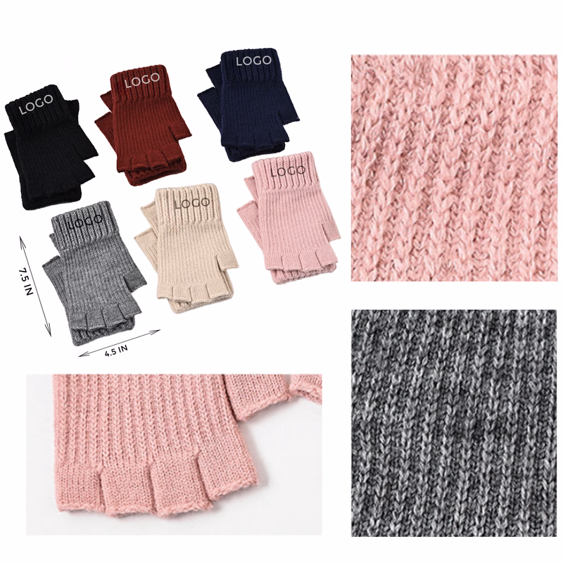 MOQ 10 PCS Stylish Knitted Fingerless Gloves