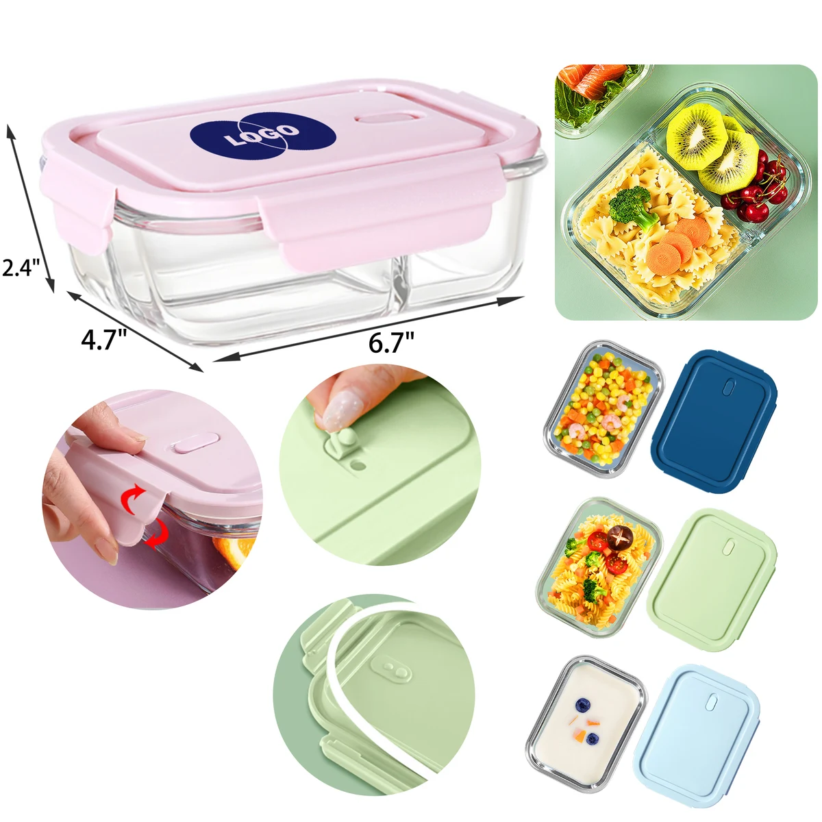 Portable 22 OZ Glass Bento Lunch Box 1