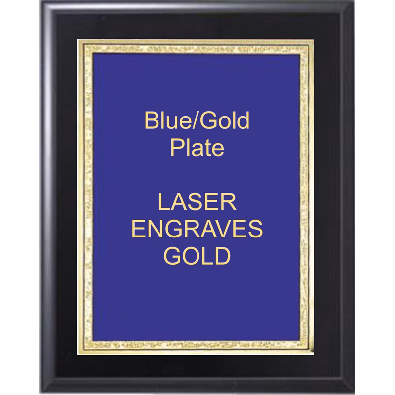6" x 8" Black Piano Finish Plaque with a Blue Florentine Plate