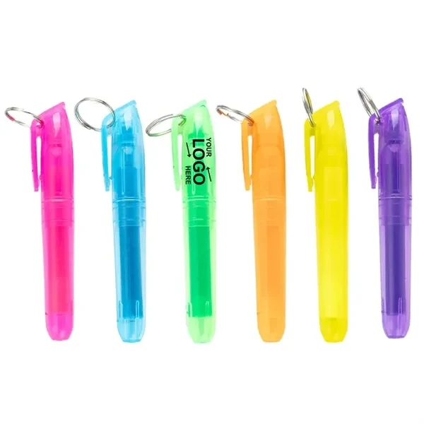 Custom Plastic Highlighter Pen With Keyring — Daily Office & School Organizer 1