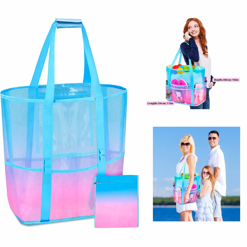 9.8 x 10.6 Inches Beach Tote Bag with Zipper Pocket