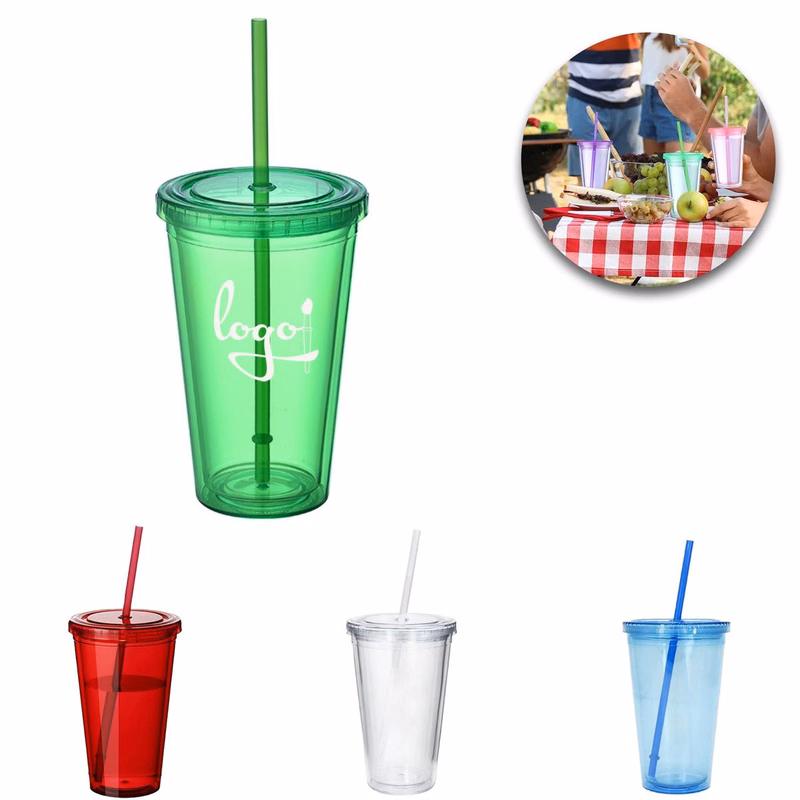 Plastic Cups Tumbler with Lids and Straw