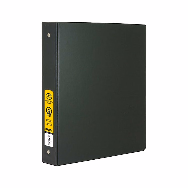 1" 3-Ring Binders - Black 2 Pockets