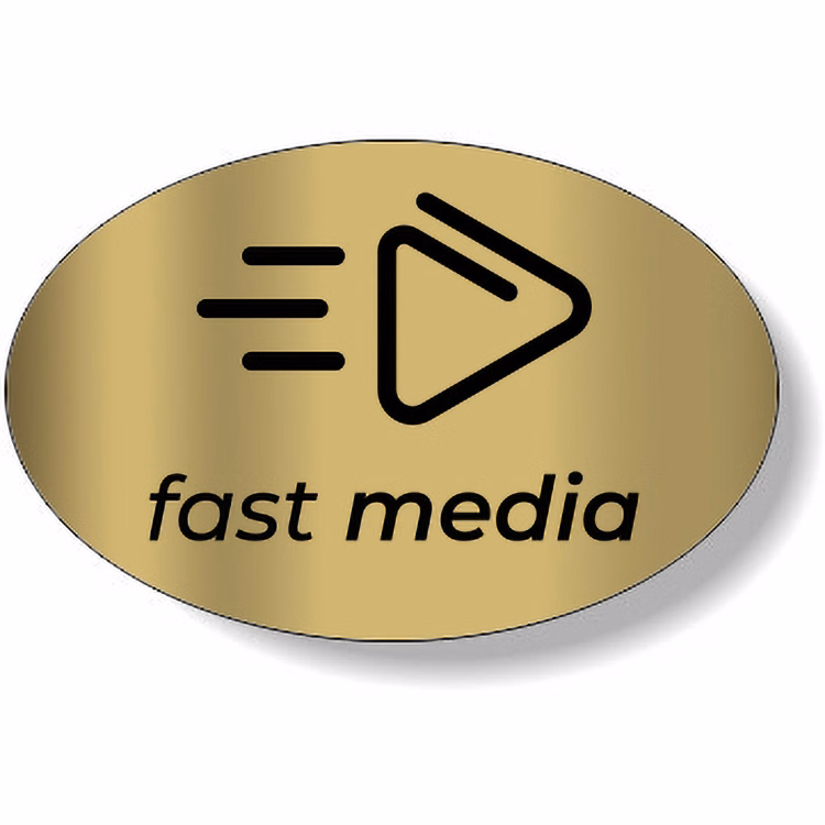 Bright Gold Foil Paper Flexo-Printed Stock Oval Roll Labels (1.625"x2.5")