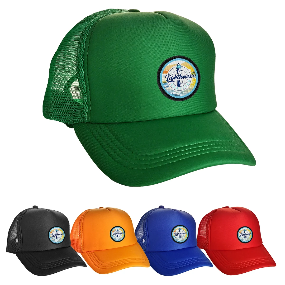 Colorful Foam Embroidered Emblem Trucker Hat 1