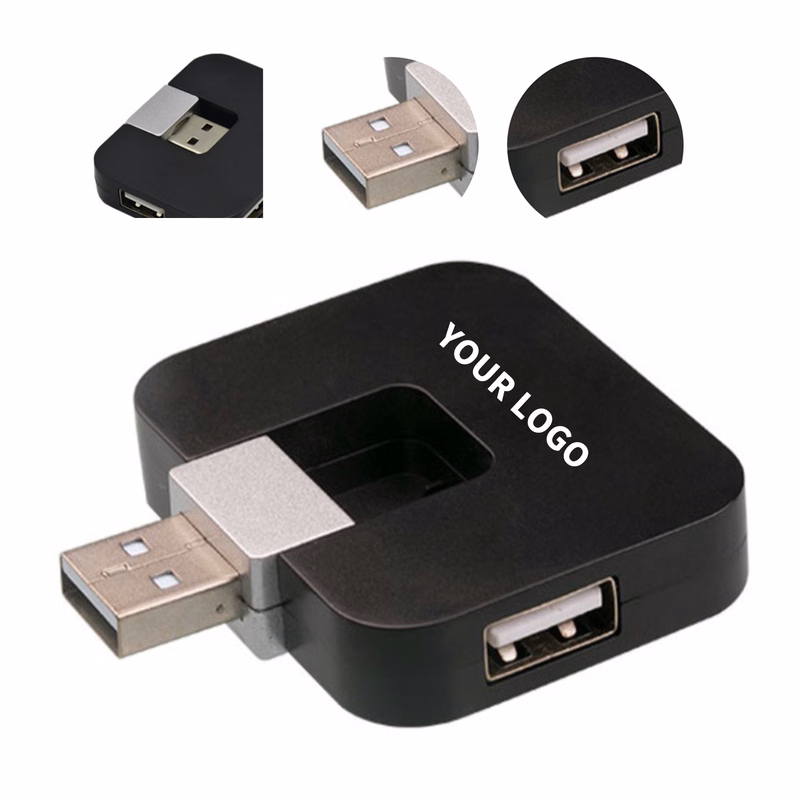 ABS Four Port USB 2.0 Hub 2.01" Length X 1.61" Width X 0.39" Height