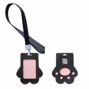Adorable Paw Shaped PU Leather Card Holder With Lanyard