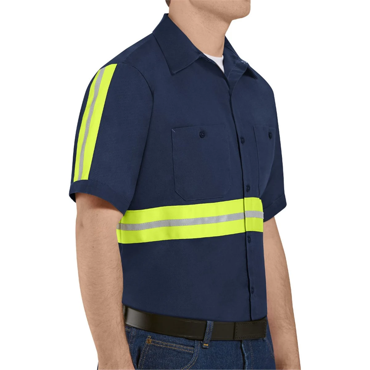 Men's Tall Enhanced Visibility Short Sleeve Cotton Work Shirt - SC40ET 1