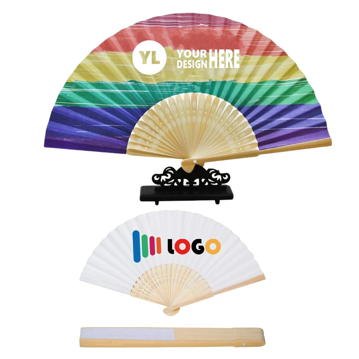 Folding Bamboo Rib Hand Fan 1