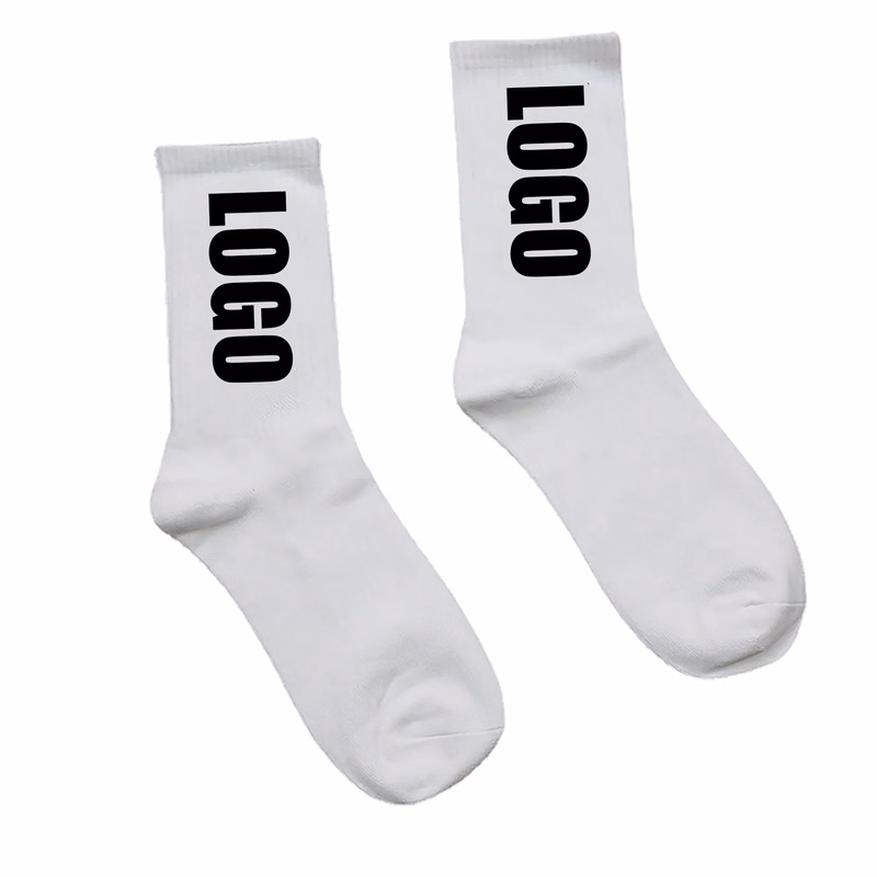 MOQ 50pcs Athletic Crew Woven Jacquard Cotton Socks