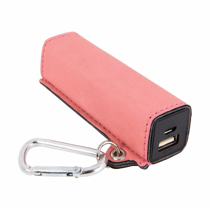 Pink Leatherette 2200mAh Power Bank w/USB Cord