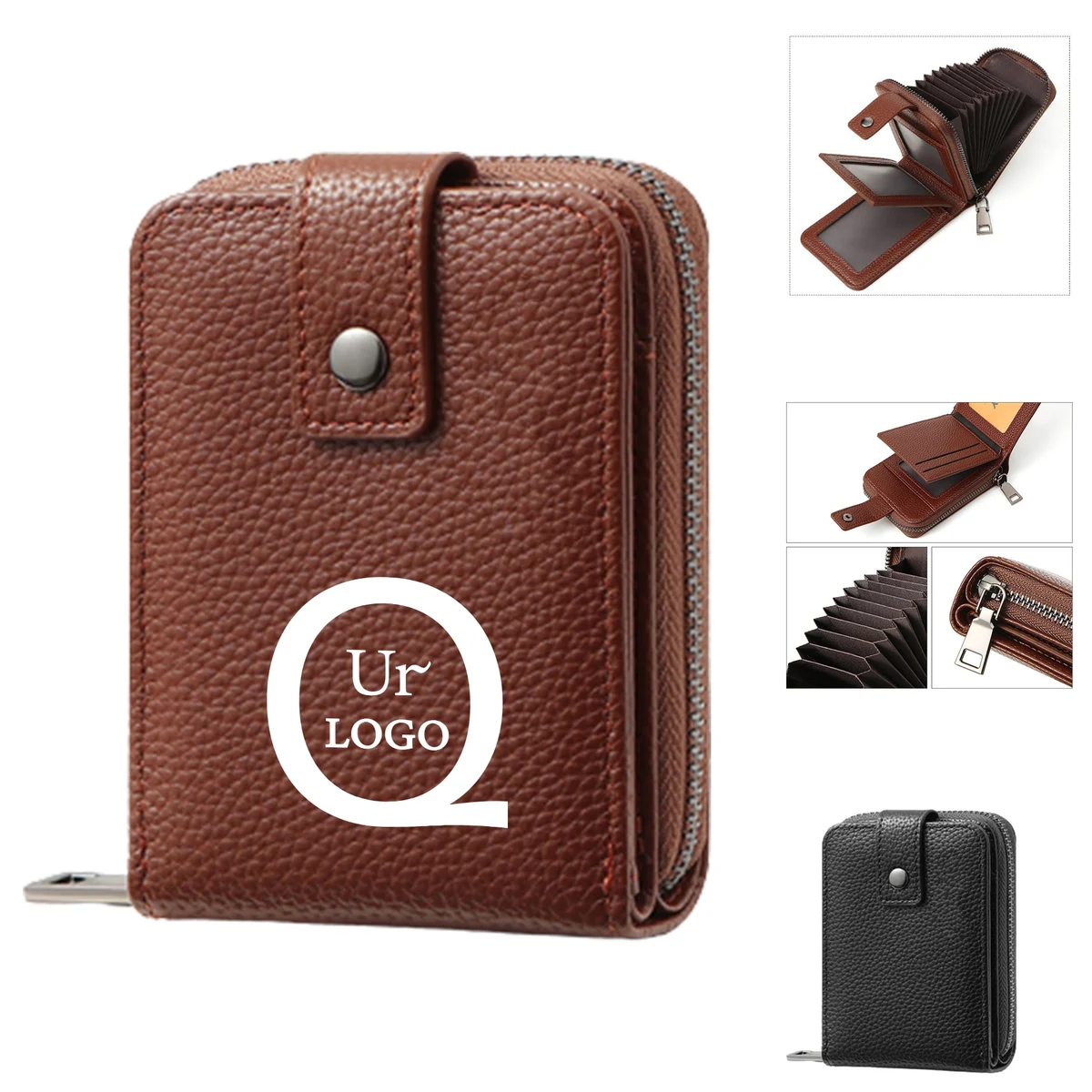 Litchi Grain Pu Leather Card Wallets 1