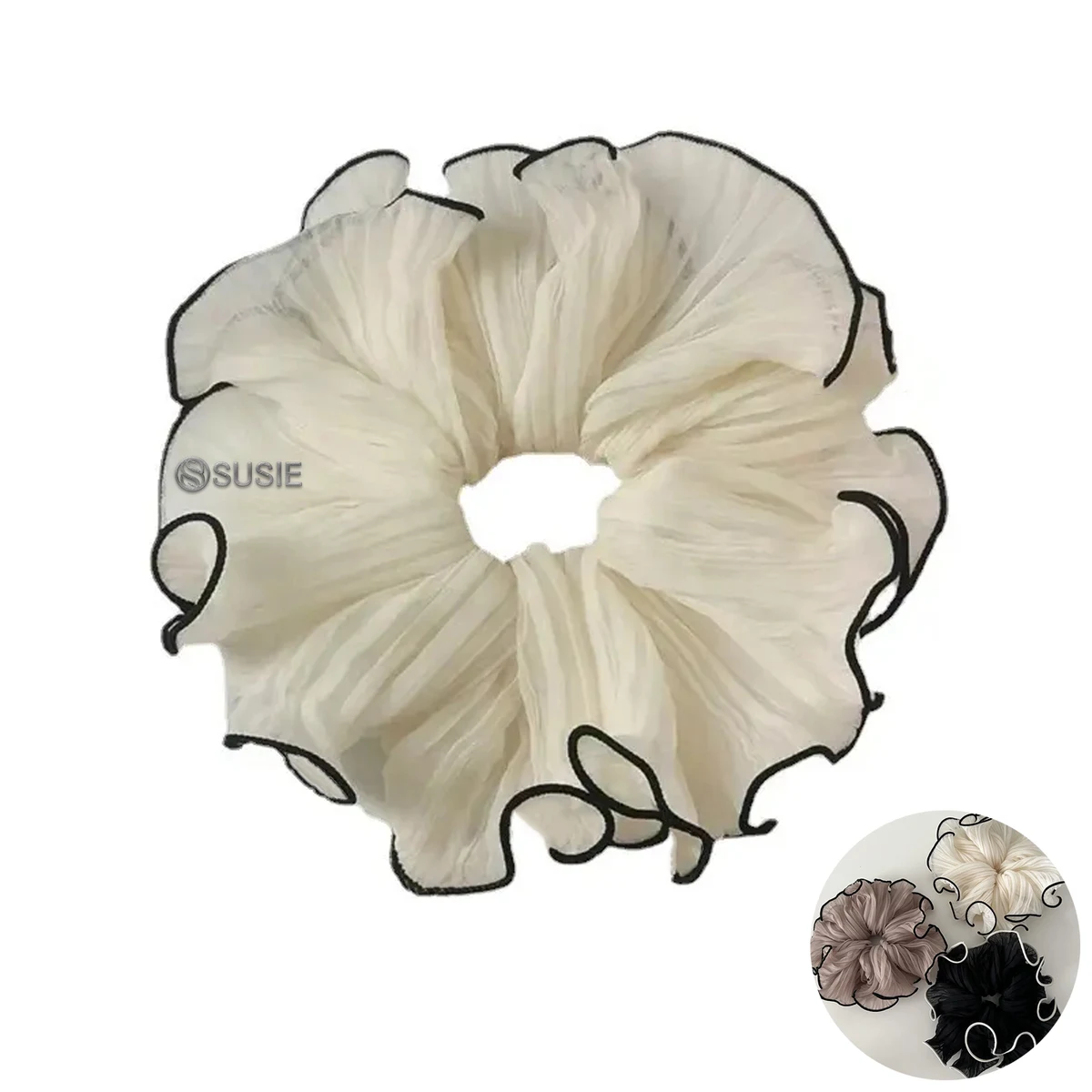 Cute Wavy Lace Flocked Hair Circle Ball Head Tie 1