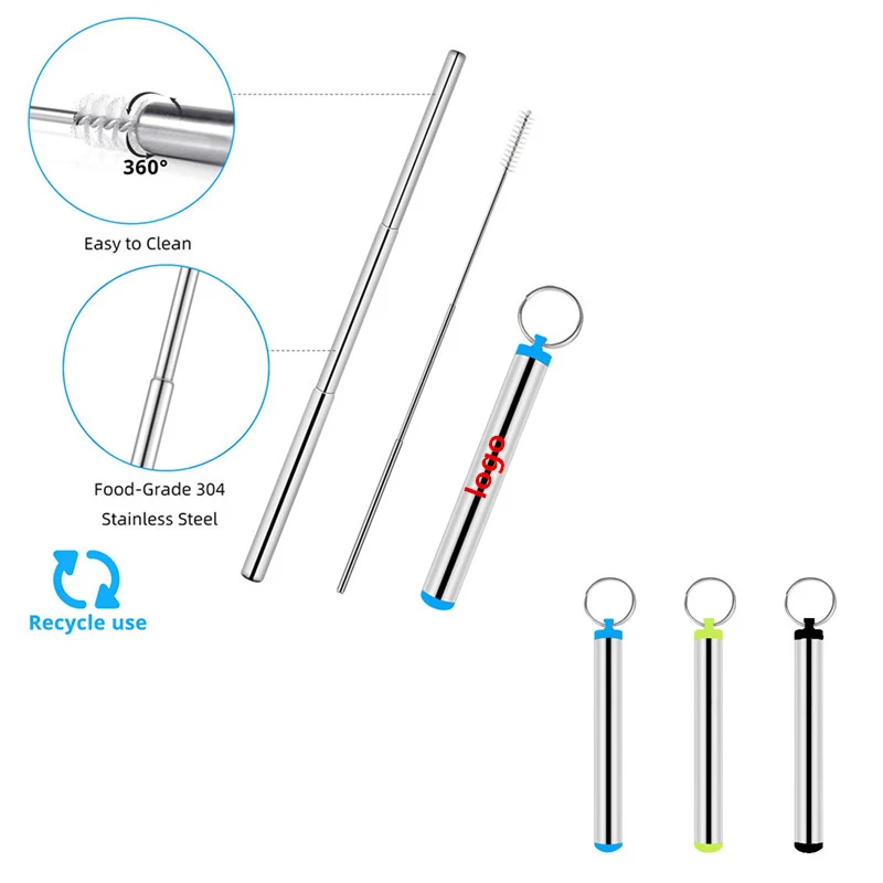 Collapsible Stainless Steel Straw Kit 1