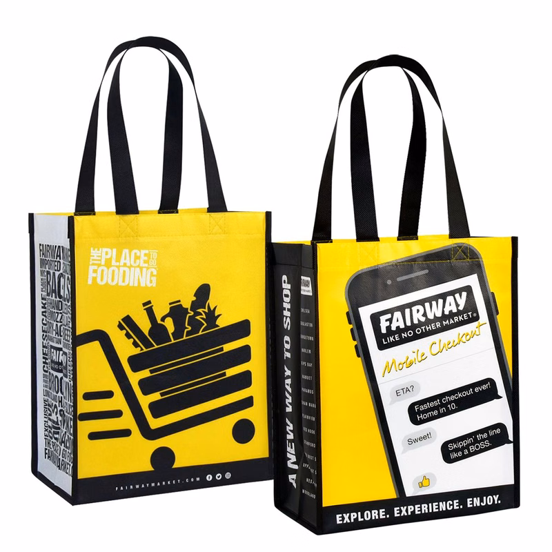 Custom Full-Color Laminated Non-Woven Promotional Tote Bag 9"x12"x6.5"