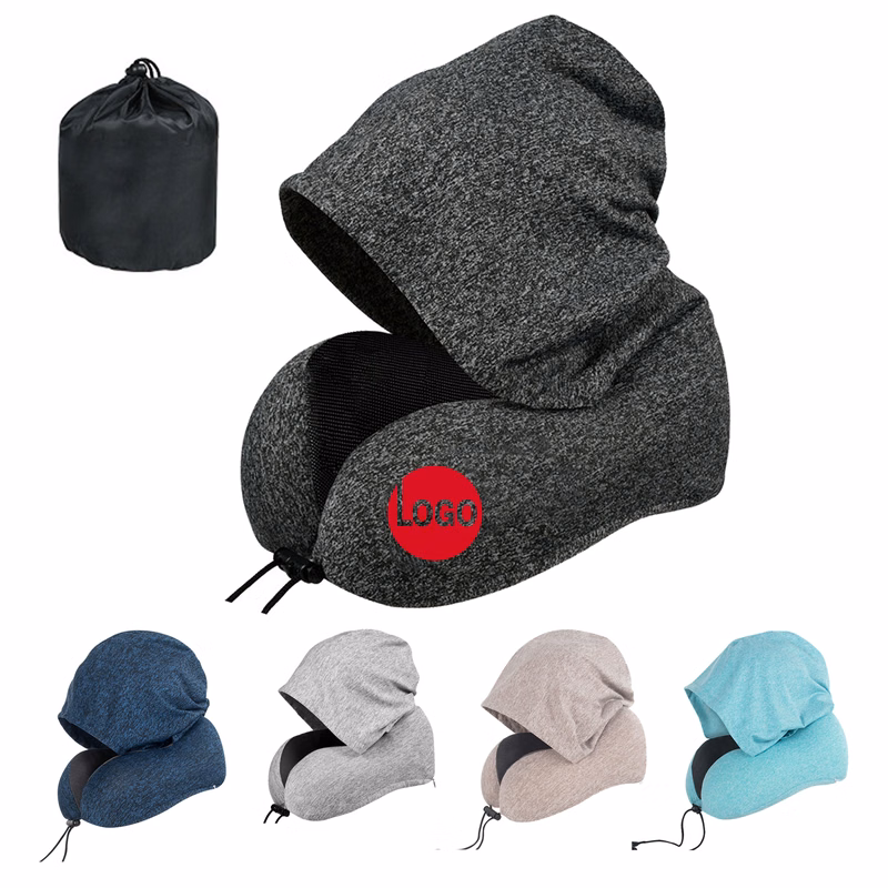 Hooded Travel Neck Pillow with Memory Foam