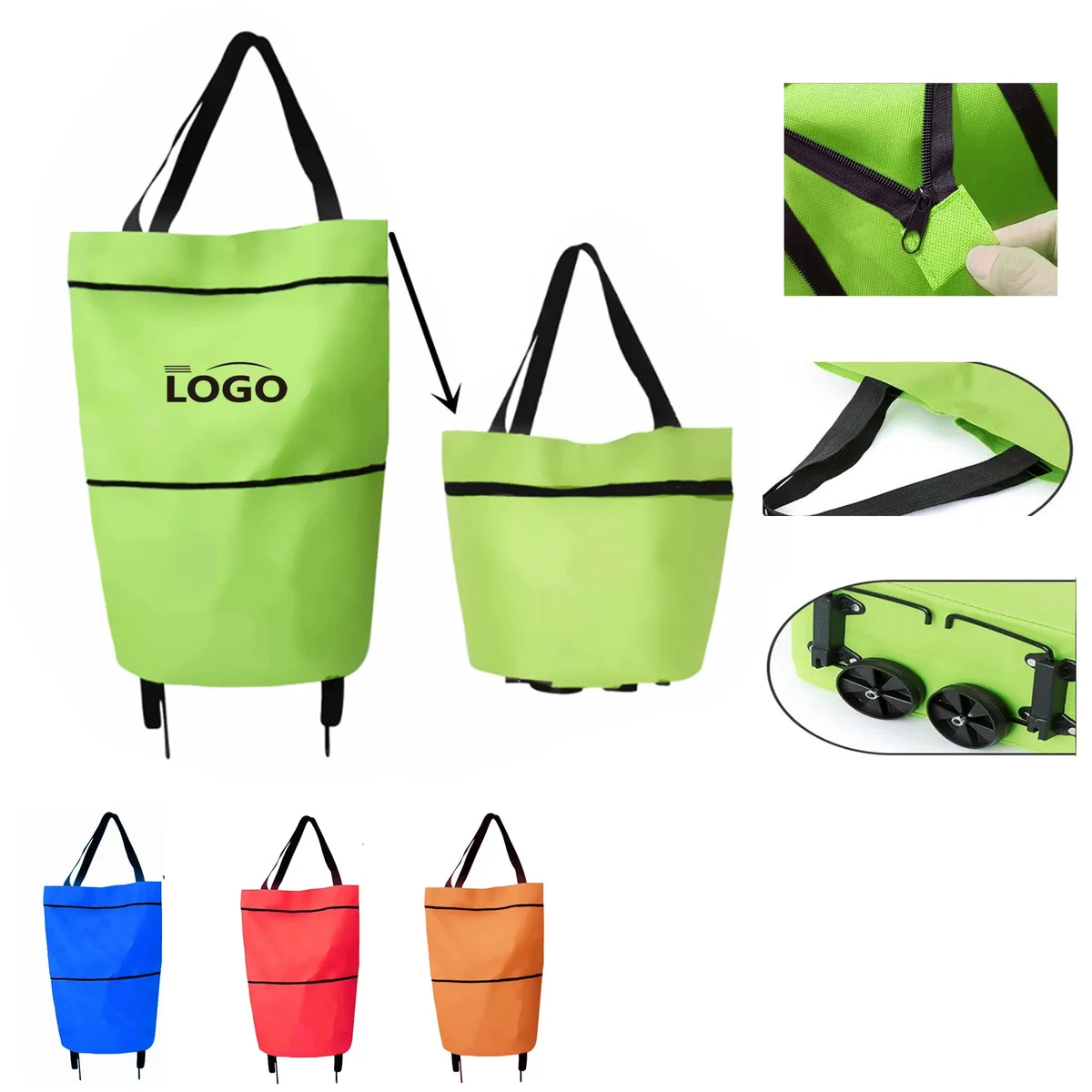 Foldable Shopping Bag With Wheel 10pcs 1