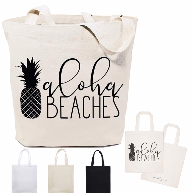 Portable Foldable Natural Cotton Canvas Tote Bag